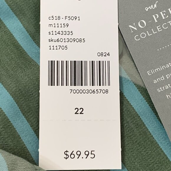 Lane Bryant Button Up Top NEW Womens 22 Green Striped Button Cuffs Casual Office - Picture 5 of 10